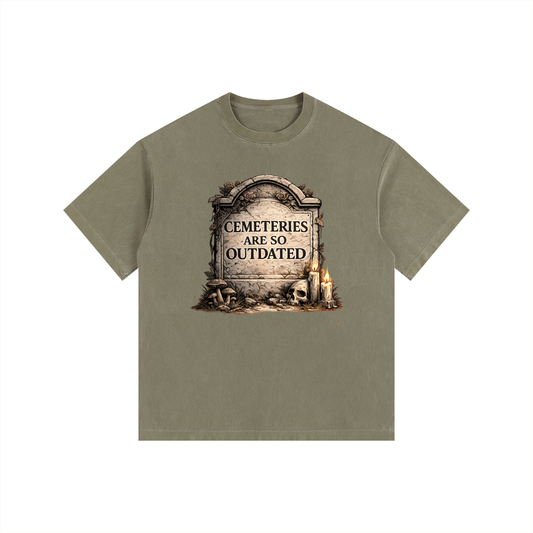CEMETERIES ARE SO OUTDATED Vintage Washed Oversized Cotton T-Shirt