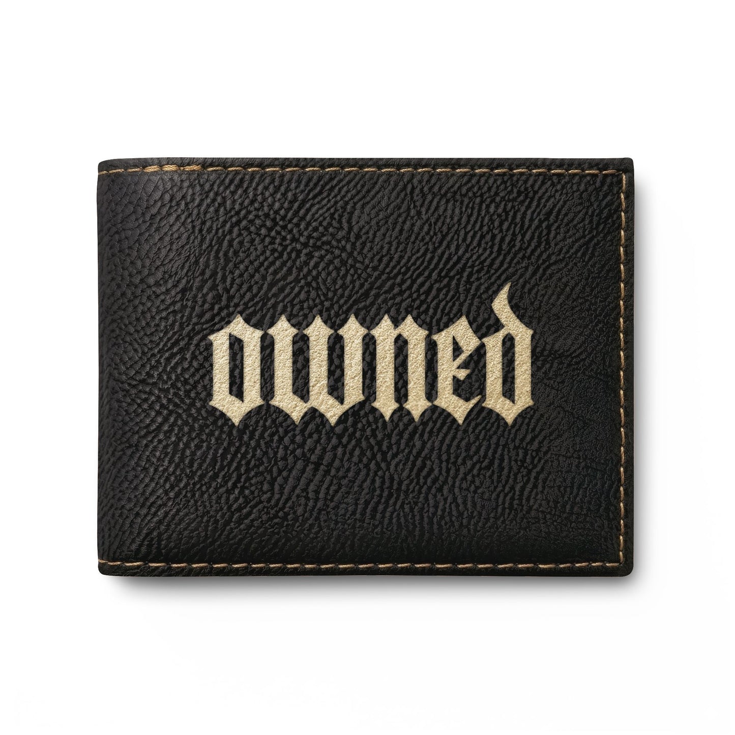 OWNED Bi-Fold Wallet — Leather Flip Wallet with Gothic BDSM Design