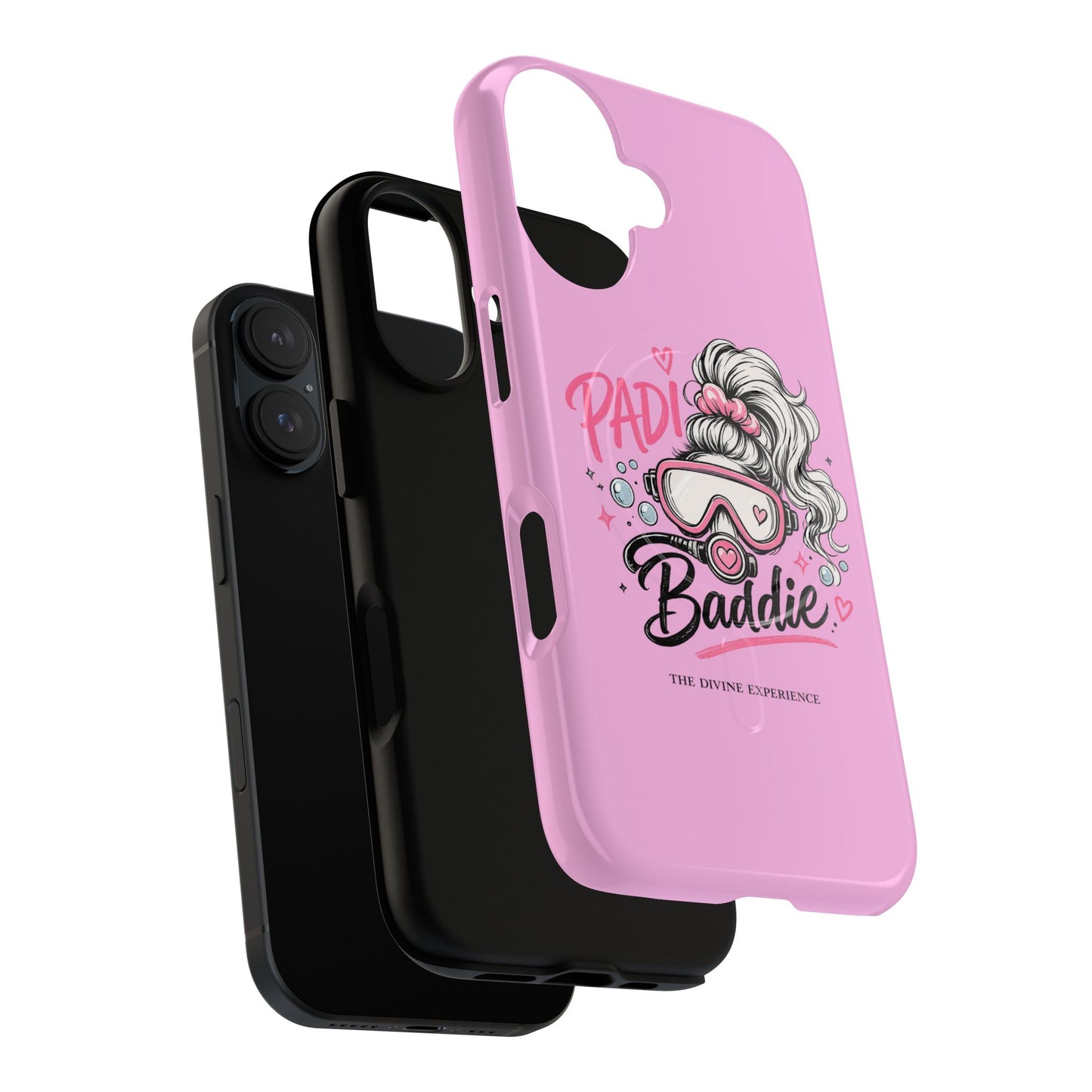 Pink PADI BADDIE Tough Magnetic Phone Case — Cute Scuba Diver Girl Design