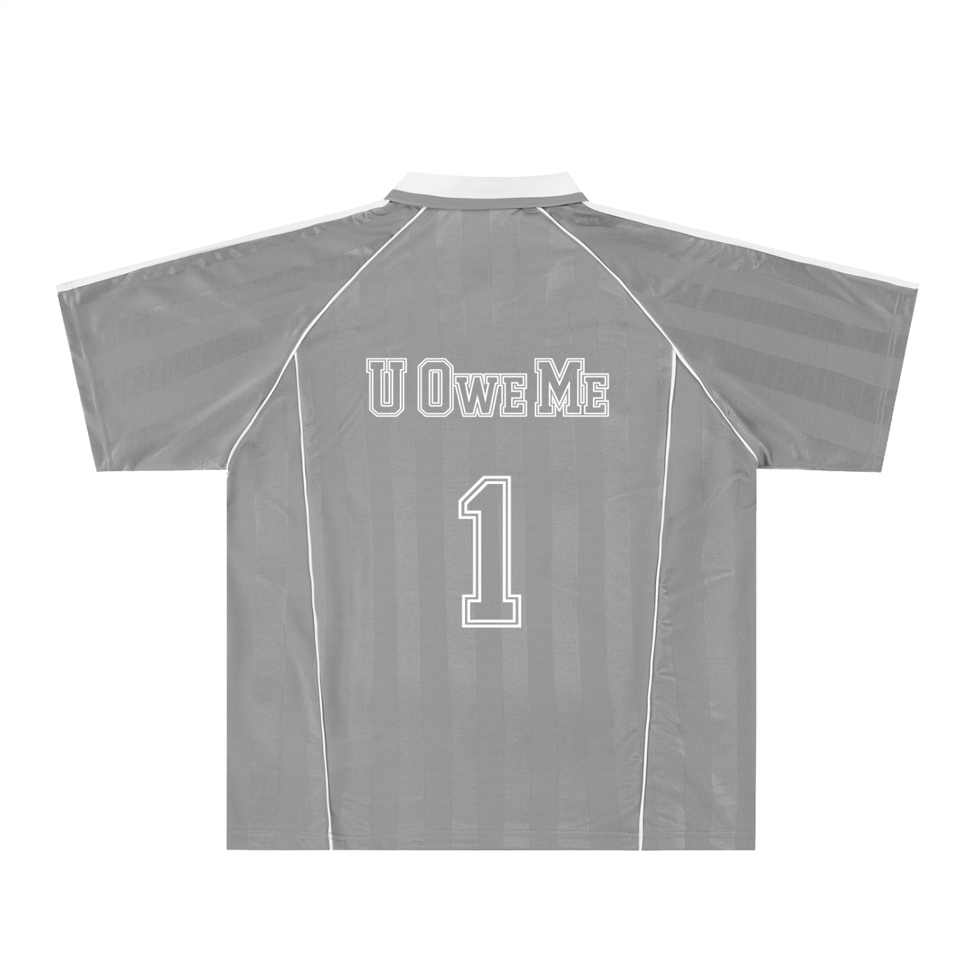 U OWE ME 1 Shadow Stripe Collared Soccer Jersey
