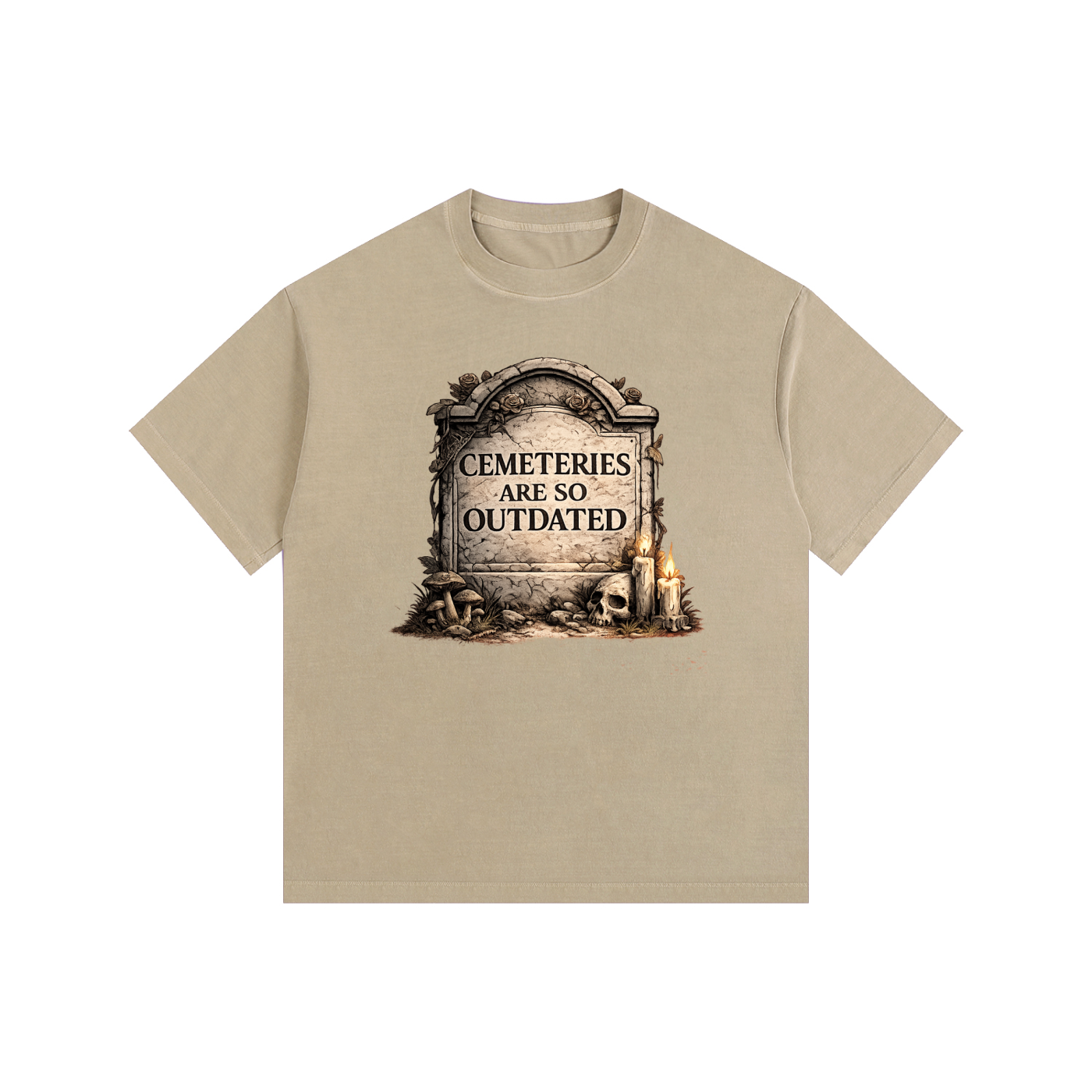 CEMETERIES ARE SO OUTDATED Vintage Washed Oversized Cotton T-Shirt