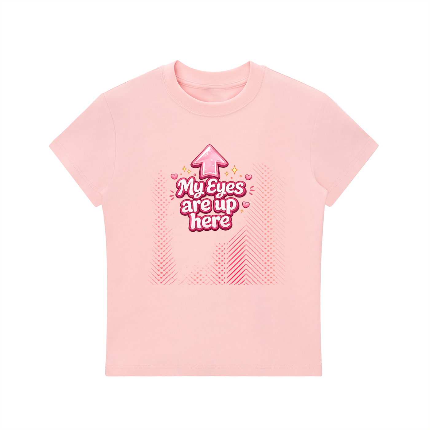MY EYES ARE UP HERE Essential Bodycon Crewneck T-Shirt