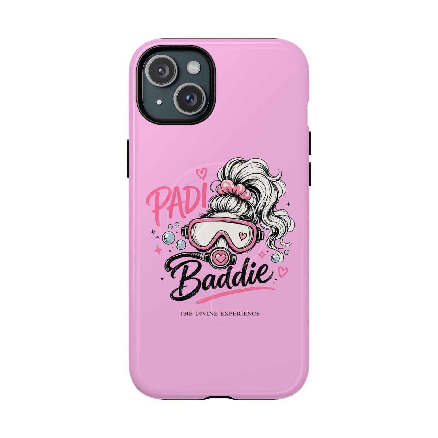 Pink PADI BADDIE Tough Magnetic Phone Case — Cute Scuba Diver Girl Design