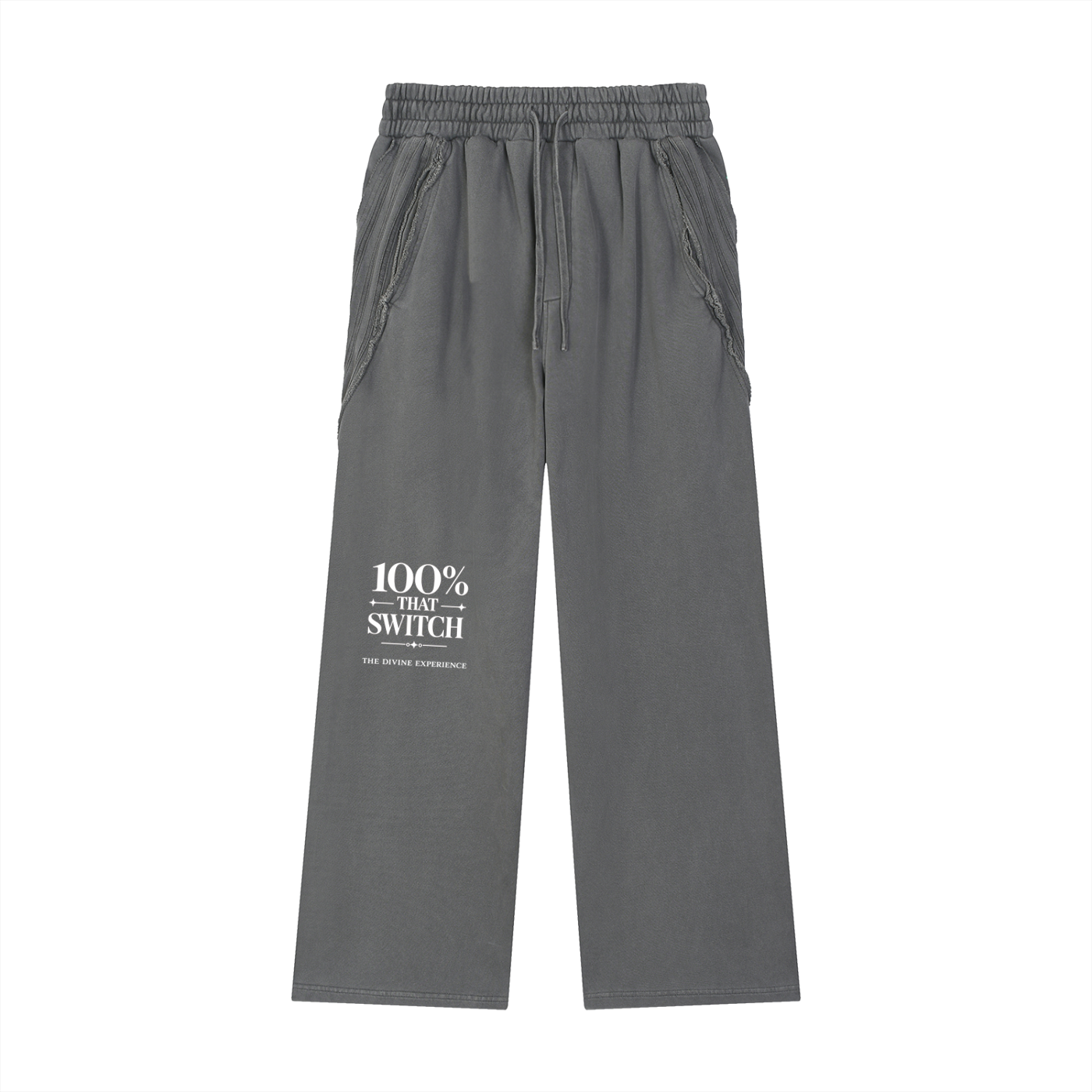 100% THAT SWITCH Snow Washed Tape Raw Edge Sweatpants