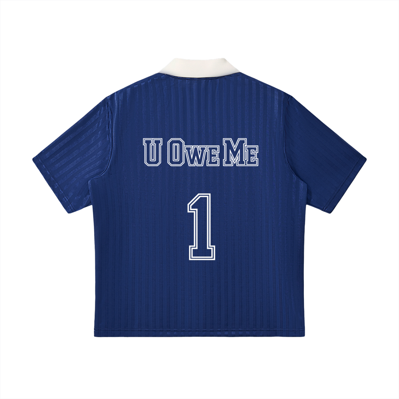 U OWE ME 1 Contrast Collar Striped Soccer Jersey