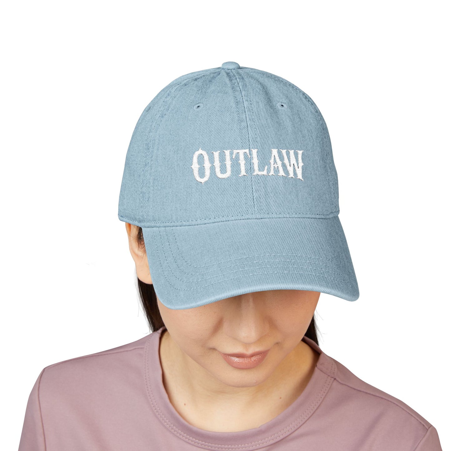 OUTLAW Embroidered Denim Hat — Vintage Western Black Cap