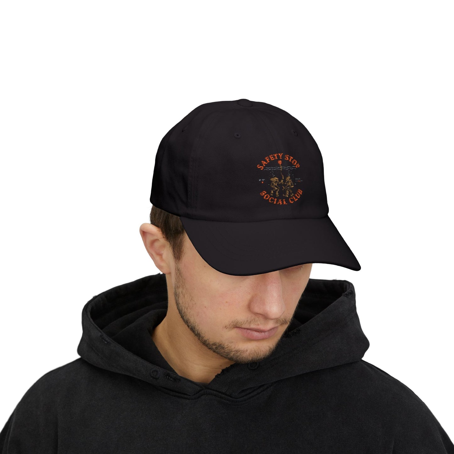SAFETY STOP SOCIAL CLUB Scuba Cap – Vintage Motorcycle Club Embroidered Hat