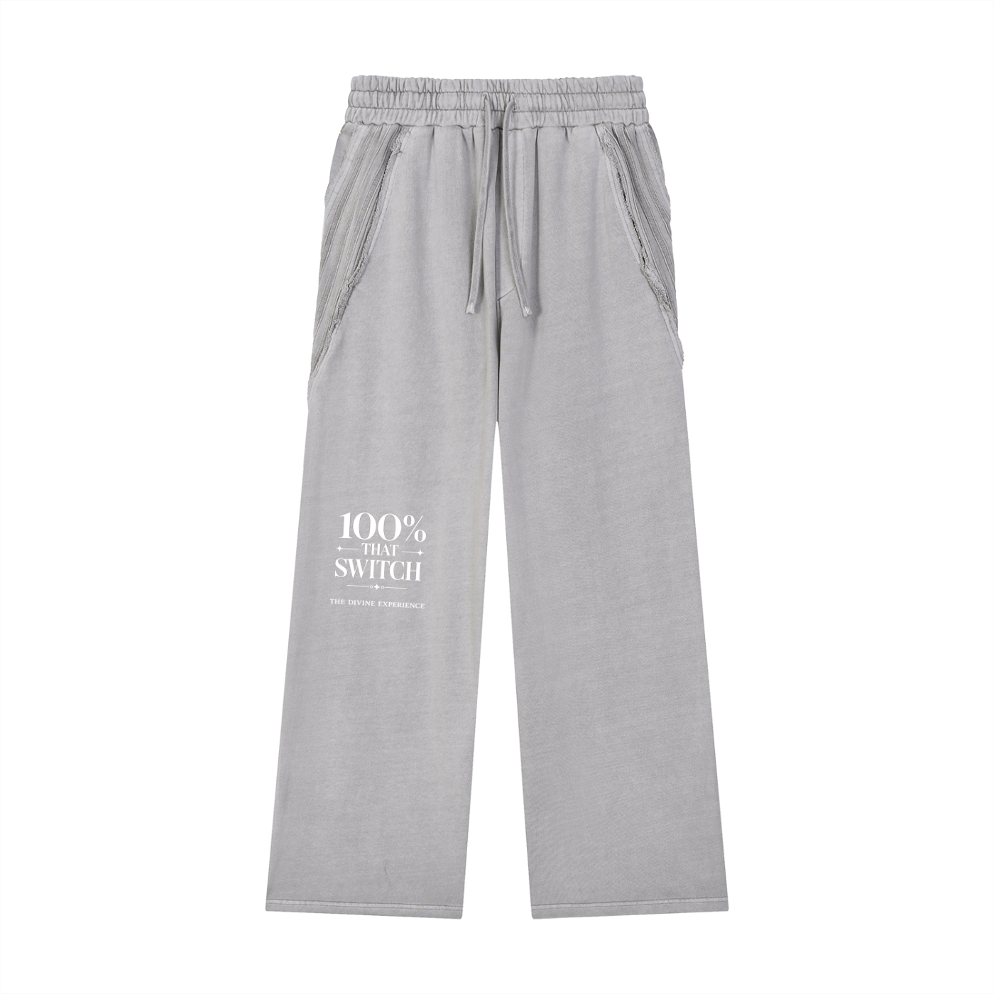 100% THAT SWITCH Snow Washed Tape Raw Edge Sweatpants