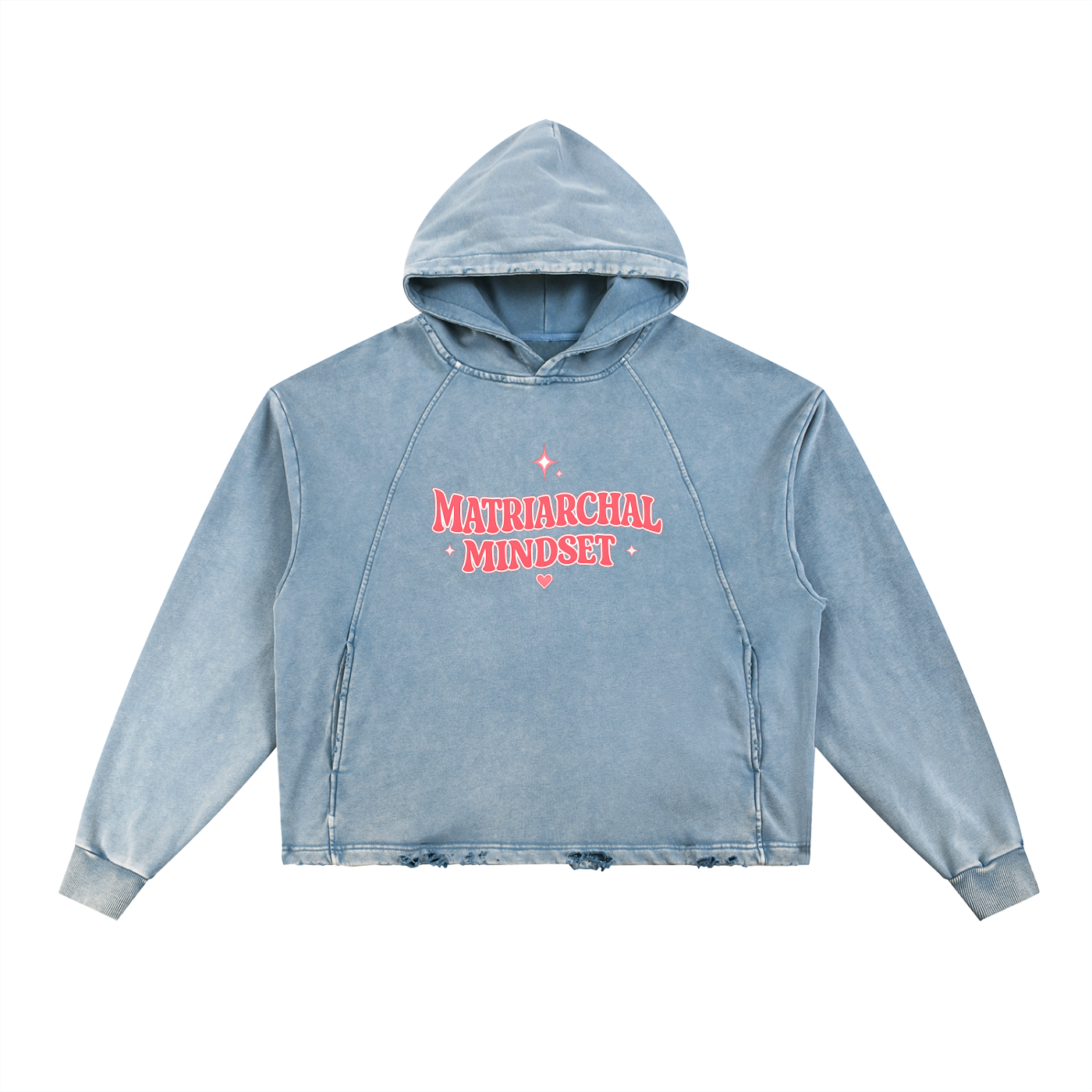 MATRIARCHAL MINDSET Vintage Washed Frayed-Hem Hoodie