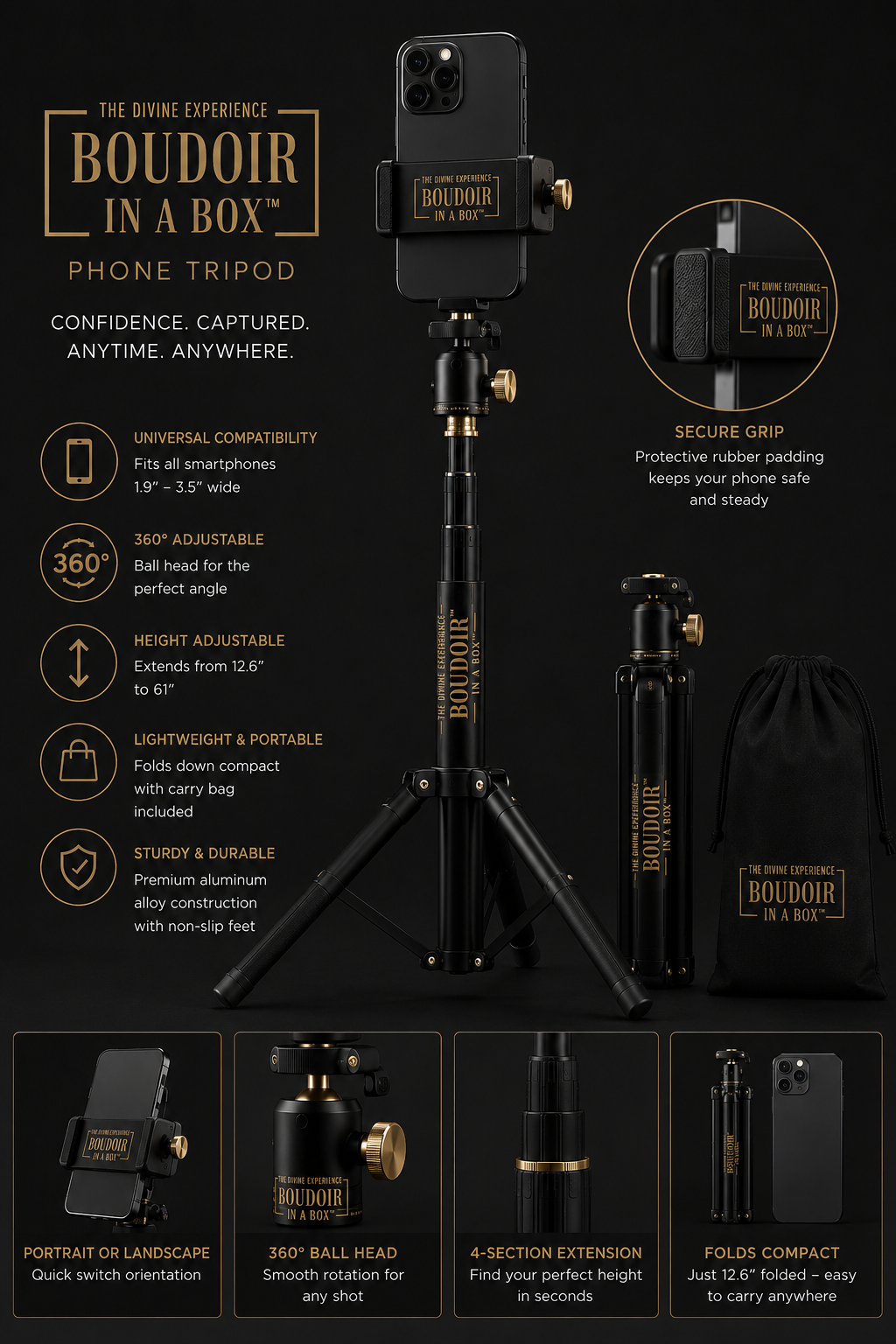 BOUDOIR IN A BOX LUXURY PHONE SELFIE TRIPOD