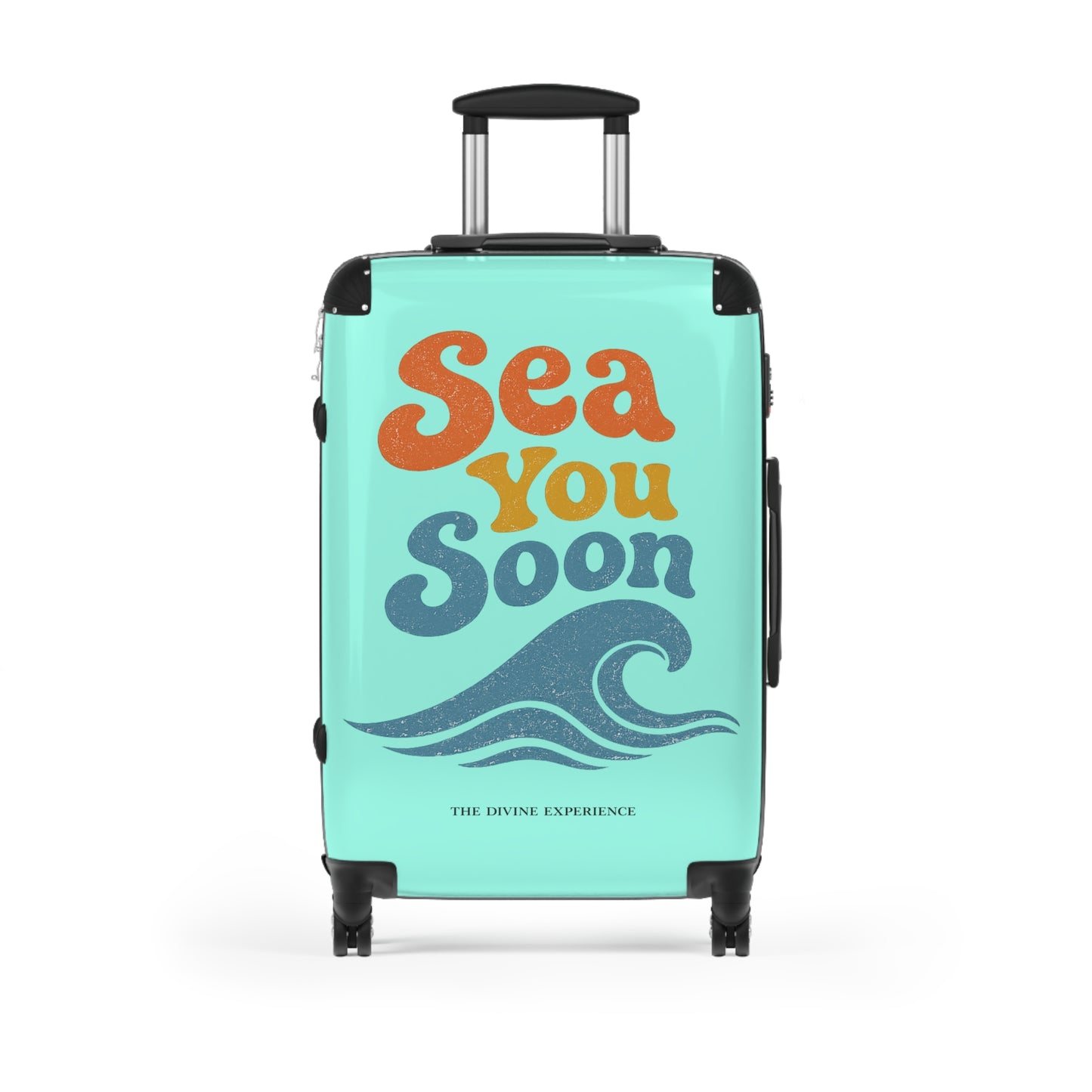 SEA YOU SOON Suitcase – Retro Beach Wave Carry-On Travel Luggage