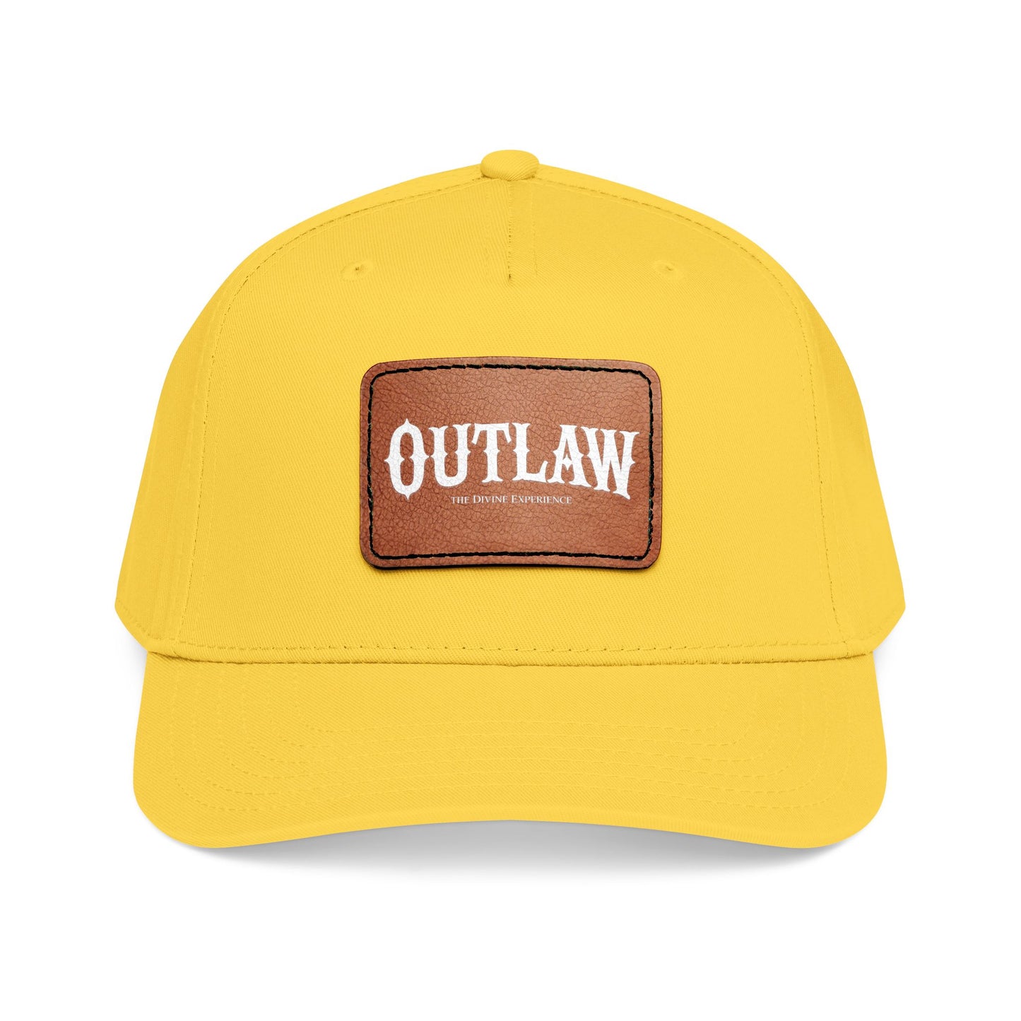OUTLAW Leather Patch Baseball Cap — Retro Western Mid-Profile Hat