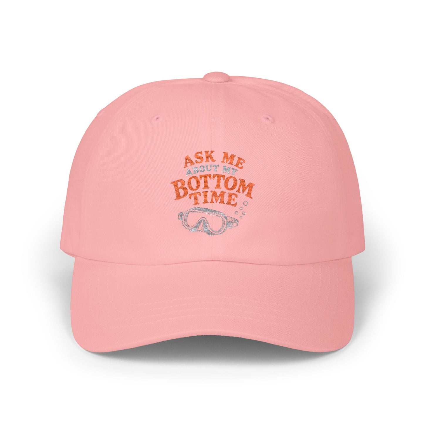 ASK ME ABOUT MY BOTTOM TIME Scuba Embroidered Baseball Hat