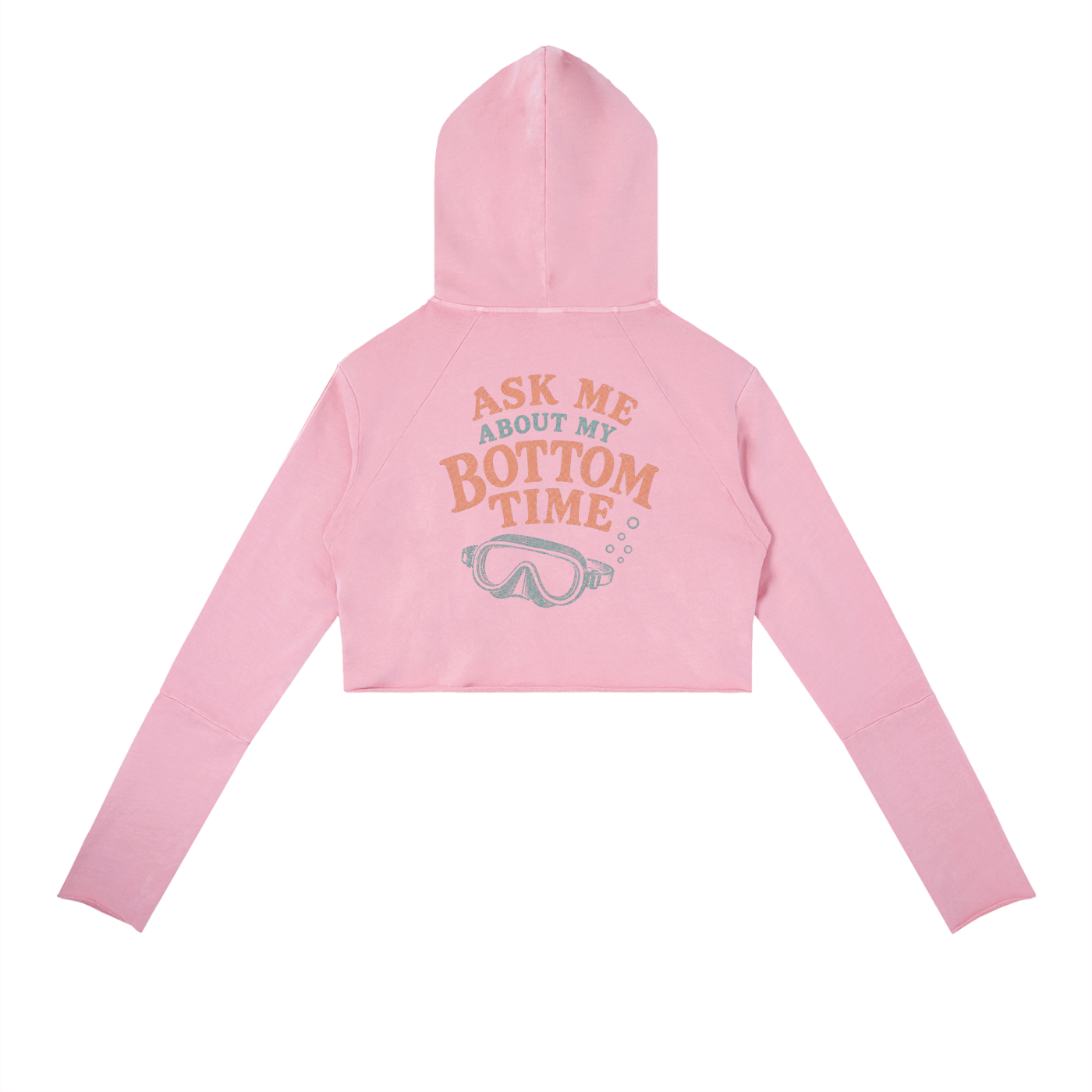 ASK ME ABOUT MY BOTTOM TIME Vintage Washed Raw Edge Scuba Hoodie