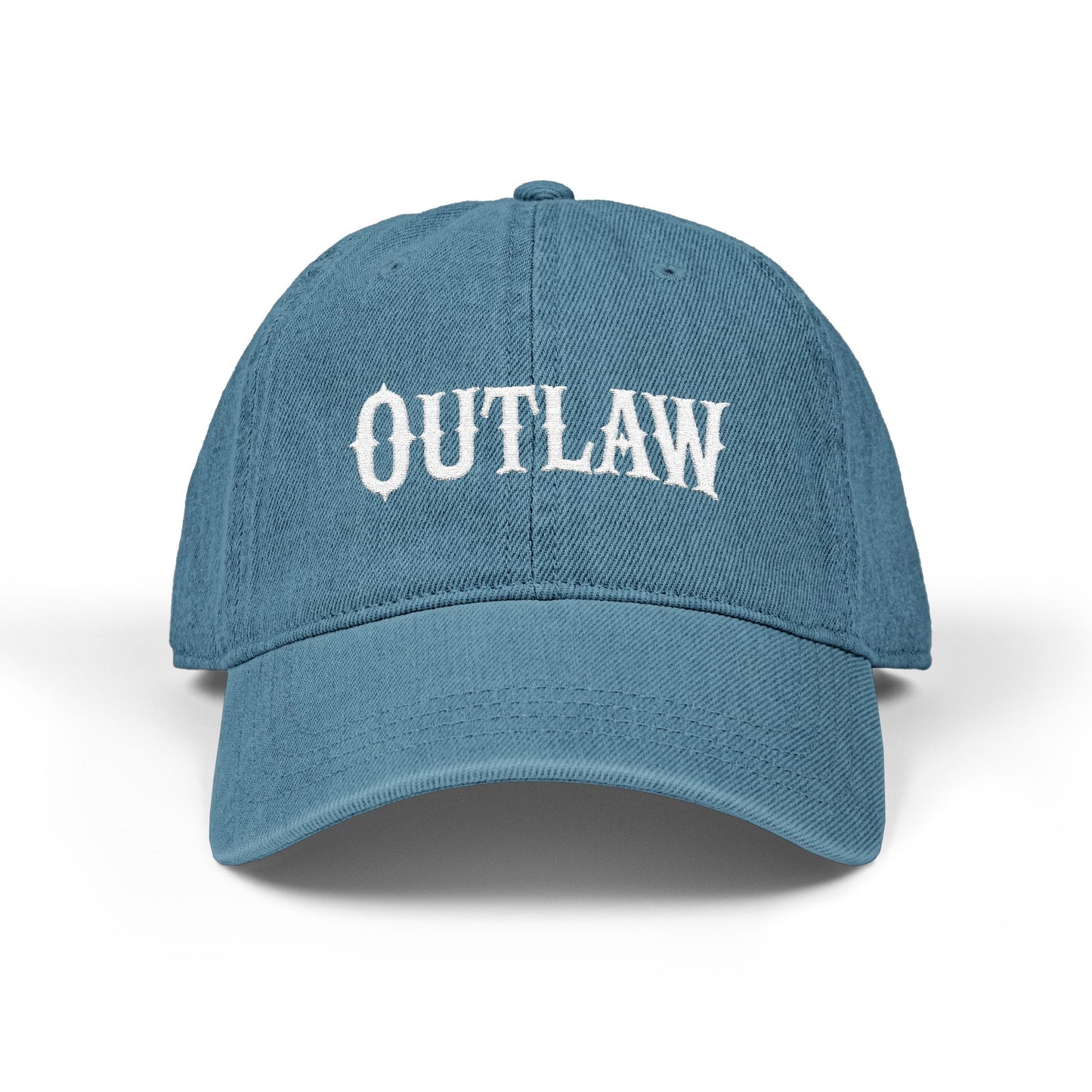 OUTLAW Embroidered Denim Hat — Vintage Western Black Cap