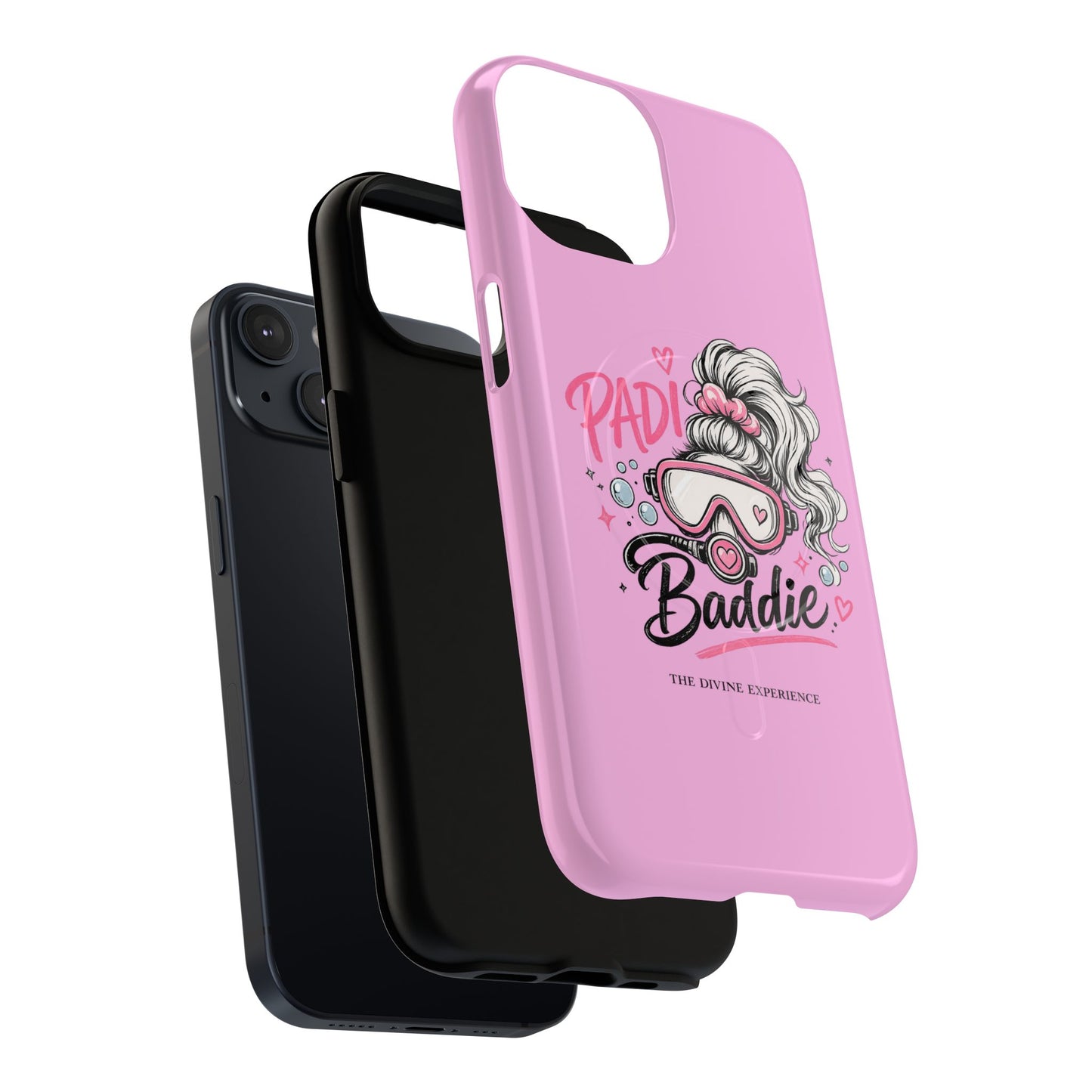 Pink PADI BADDIE Tough Magnetic Phone Case — Cute Scuba Diver Girl Design