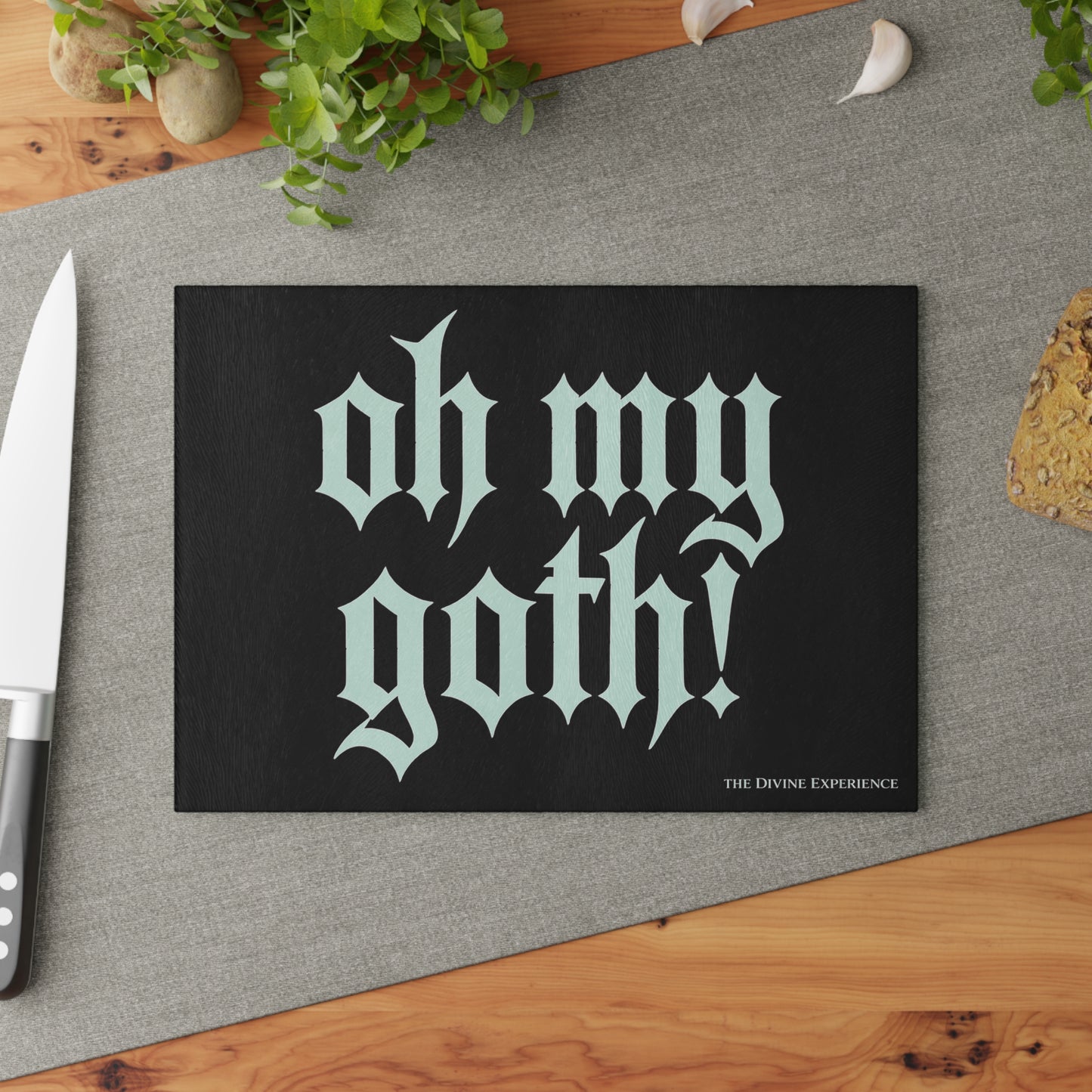 OH MY GOTH! Glass Cutting Board — Gothic Kitchen Décor, Dark Aesthetic Countertop Protector