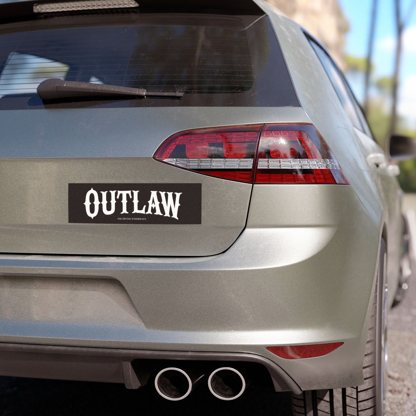 OUTLAW Car Magnet — Black Bumper Sticker Style Magnet with Bold Western Font