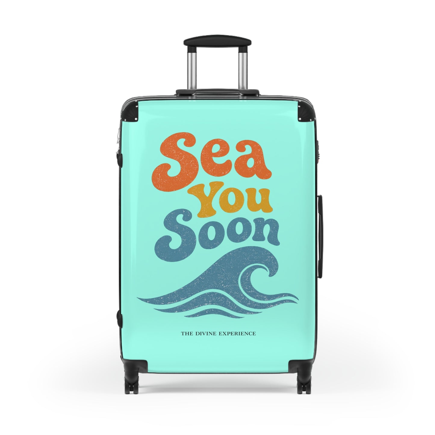 SEA YOU SOON Suitcase – Retro Beach Wave Carry-On Travel Luggage