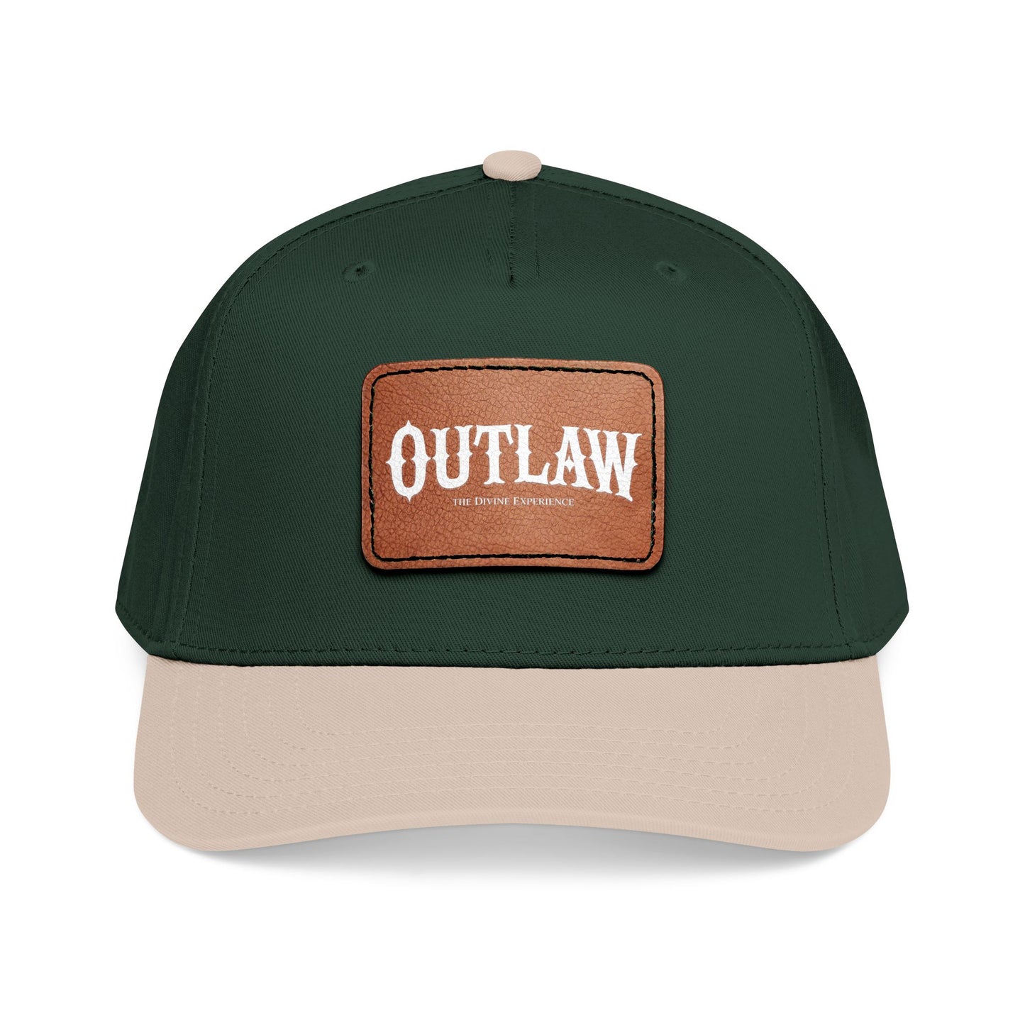 OUTLAW Leather Patch Baseball Cap — Retro Western Mid-Profile Hat
