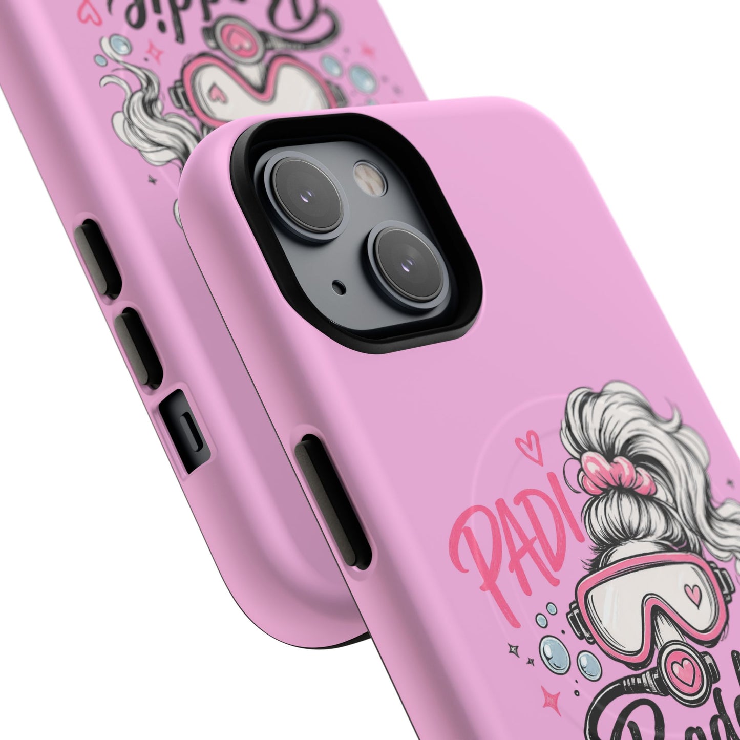 Pink PADI BADDIE Tough Magnetic Phone Case — Cute Scuba Diver Girl Design