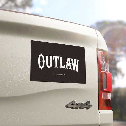 OUTLAW Car Magnet — Black Bumper Sticker Style Magnet with Bold Western Font