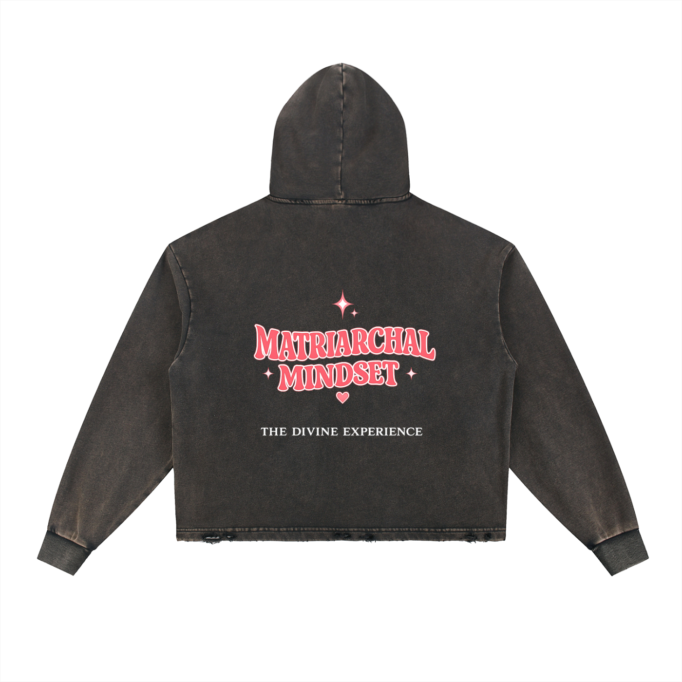 MATRIARCHAL MINDSET Vintage Washed Frayed-Hem Hoodie