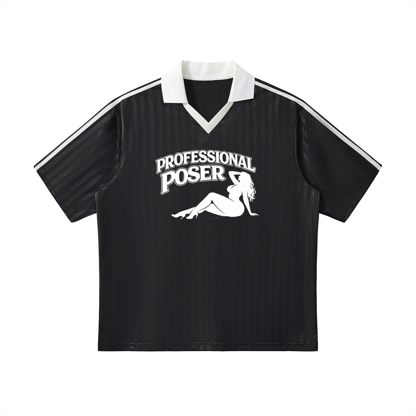 PROFESSIONAL POSER Contrast Collar Striped Soccer Jersey