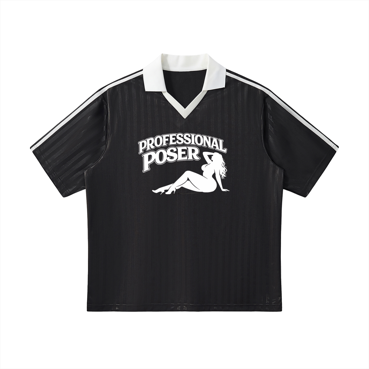 PROFESSIONAL POSER Contrast Collar Striped Soccer Jersey