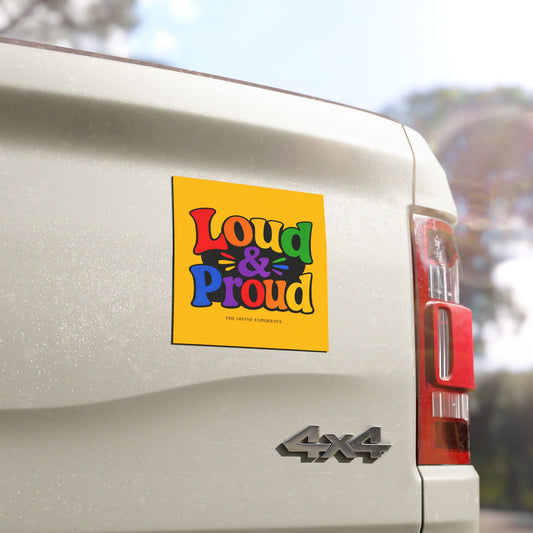 LOUD & PROUD LGBTQ Rainbow Car Magnet — Retro Pride Magnetic Sticker