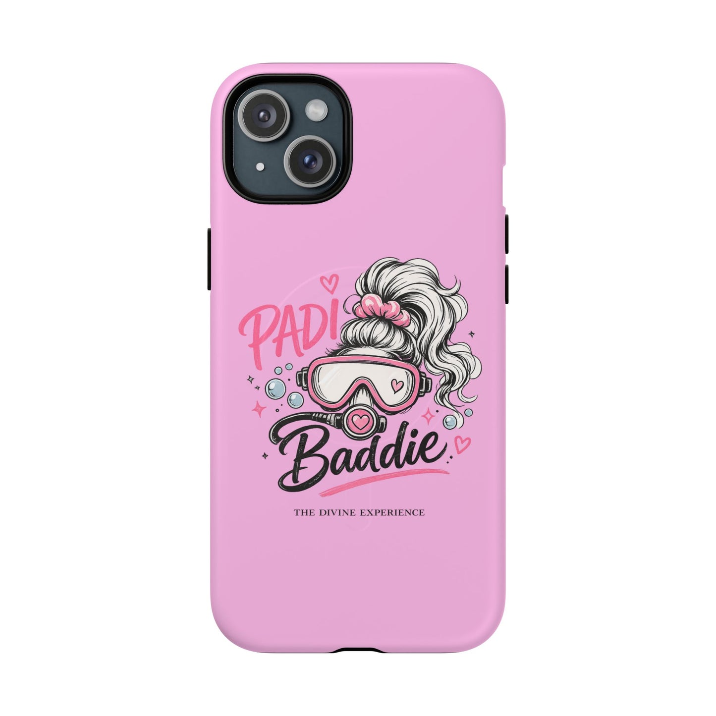 Pink PADI BADDIE Tough Magnetic Phone Case — Cute Scuba Diver Girl Design