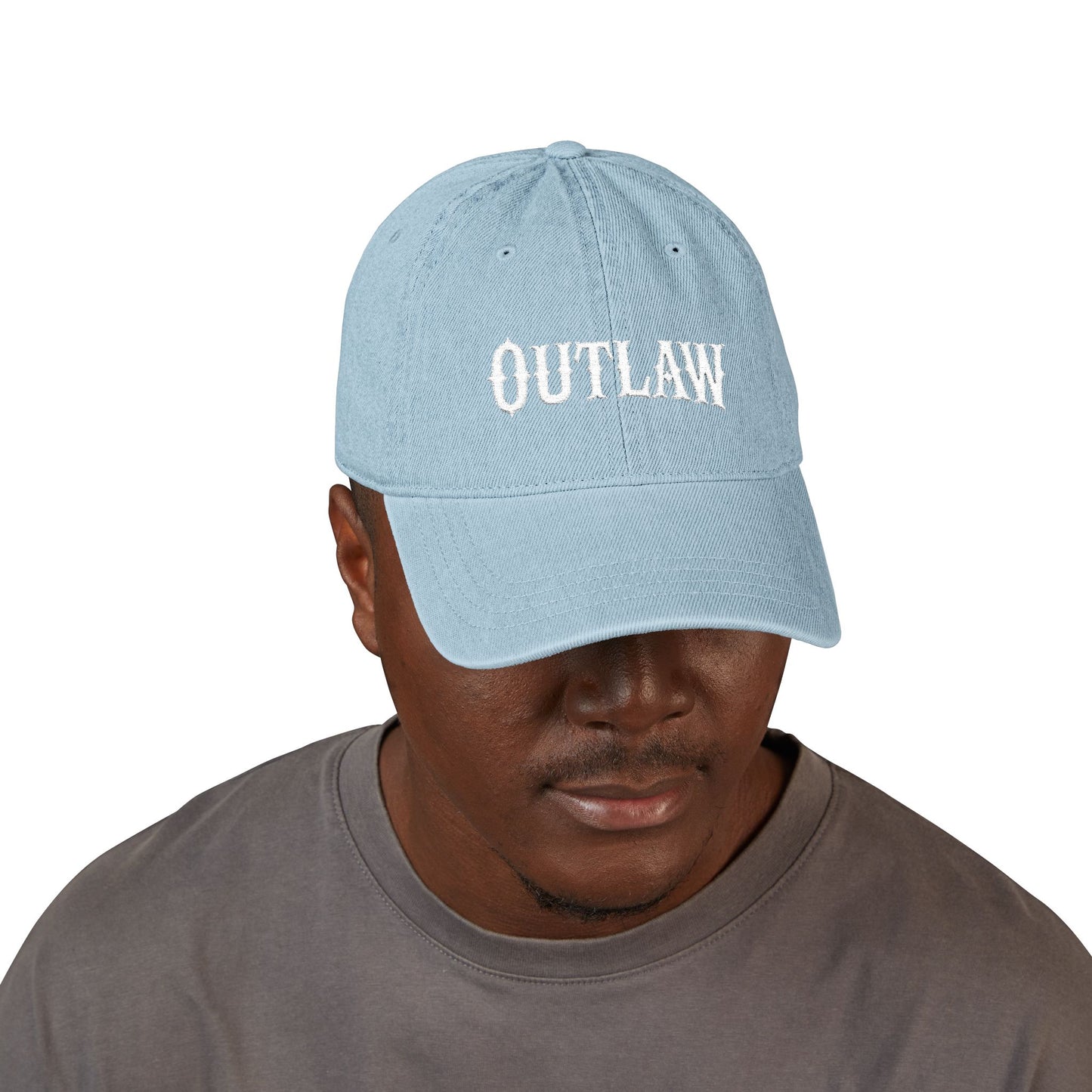 OUTLAW Embroidered Denim Hat — Vintage Western Black Cap