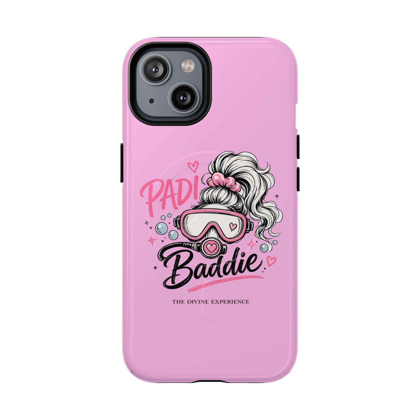 Pink PADI BADDIE Tough Magnetic Phone Case — Cute Scuba Diver Girl Design