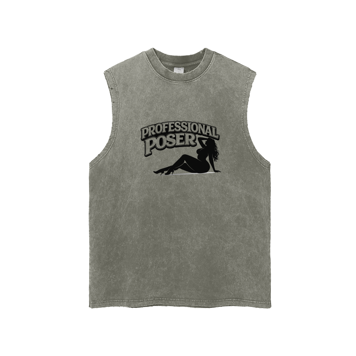 PROFESSIONAL POSER Snow Washed Frayed Hem Tank Top