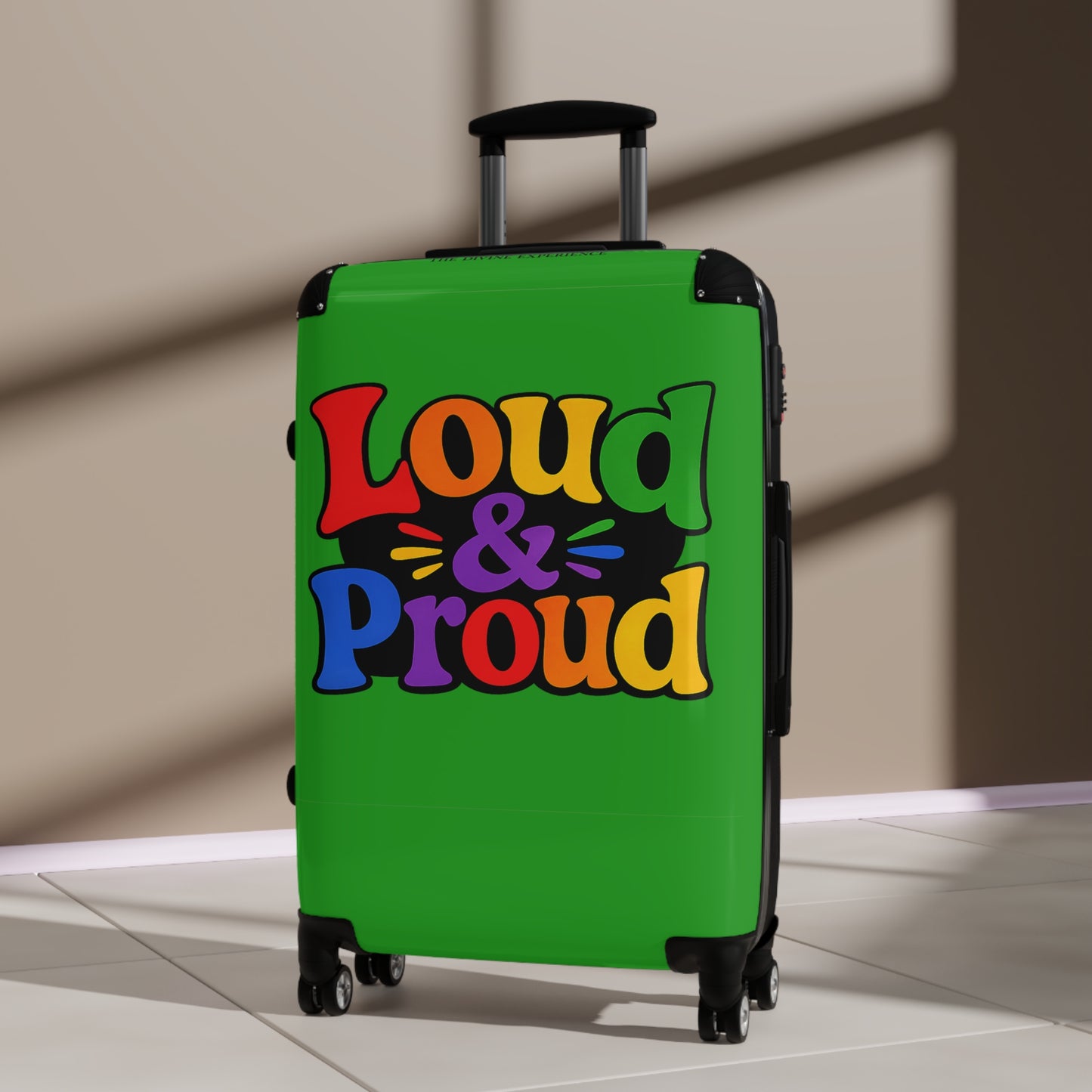 LOUD & PROUD LGBTQ Green Carry-On Suitcase – Rainbow Pride Travel Luggage