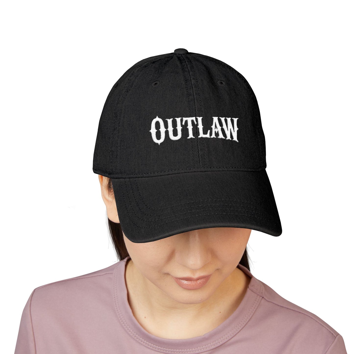 OUTLAW Embroidered Denim Hat — Vintage Western Black Cap