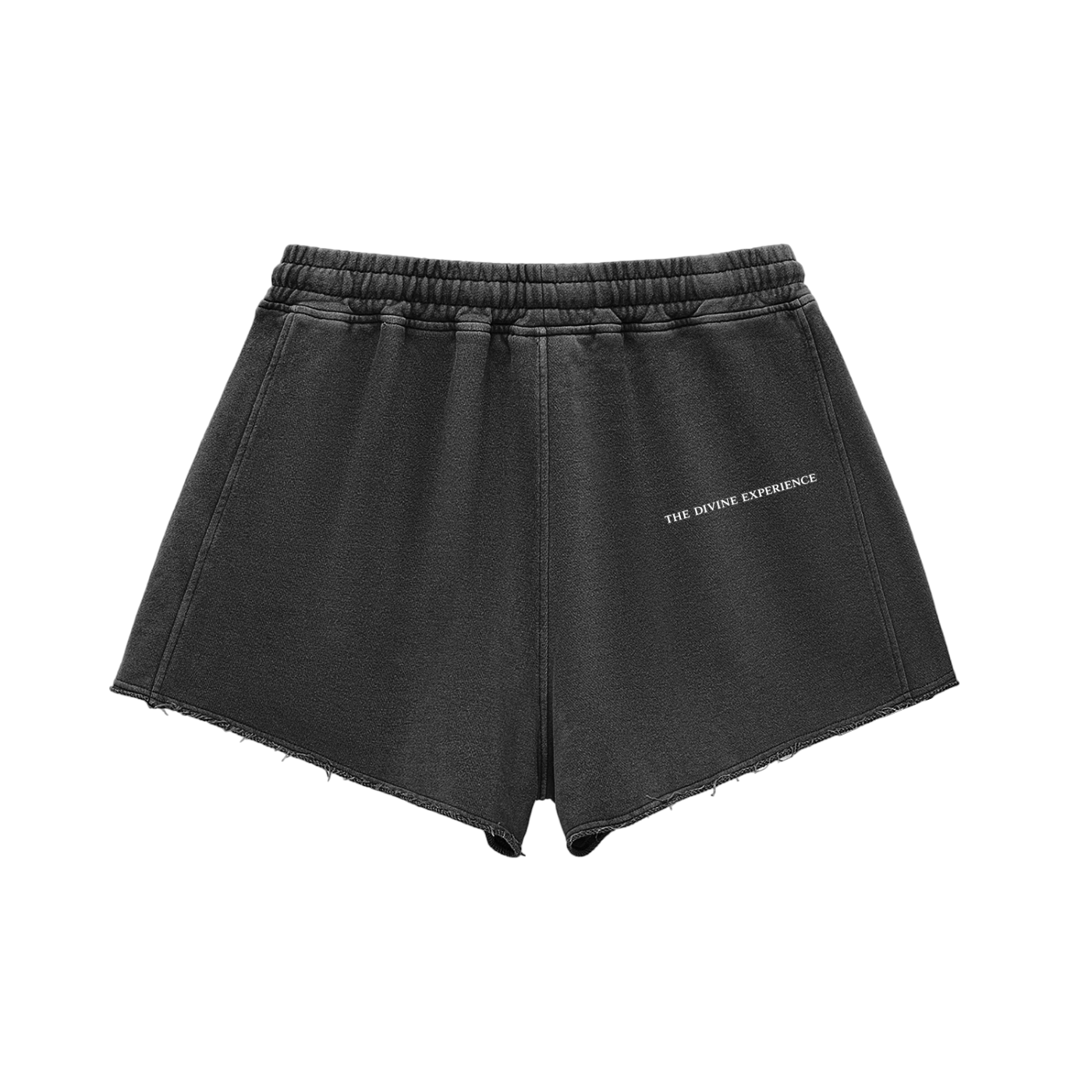 INTRUSIVE THOT Snow Washed Raw Edge Drawstring Shorts