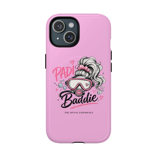 Pink PADI BADDIE Tough Magnetic Phone Case — Cute Scuba Diver Girl Design