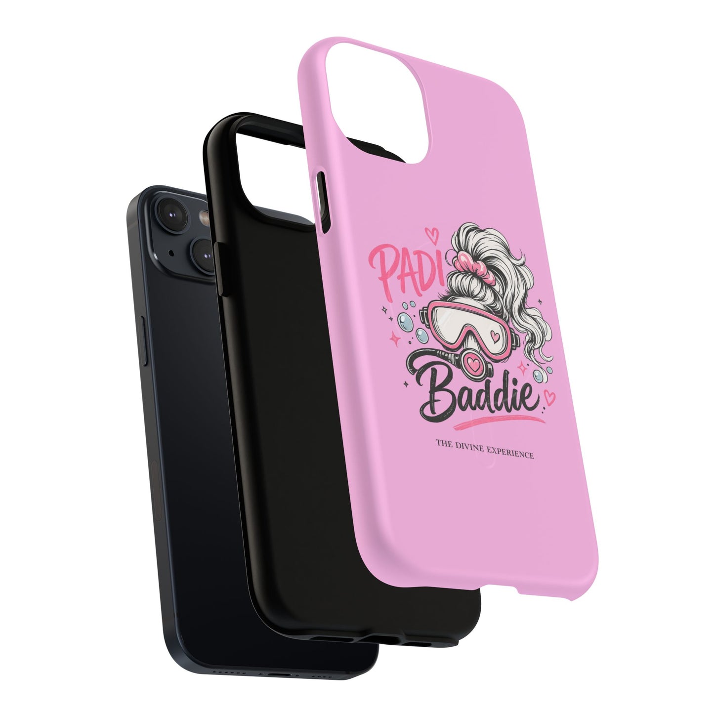 Pink PADI BADDIE Tough Magnetic Phone Case — Cute Scuba Diver Girl Design