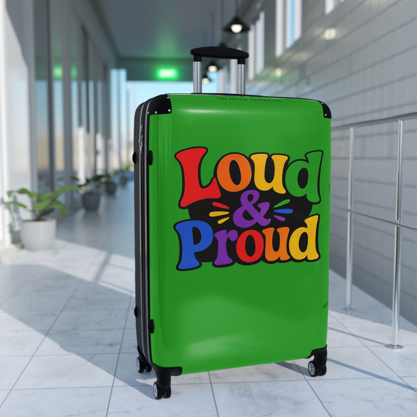 LOUD & PROUD LGBTQ Green Carry-On Suitcase – Rainbow Pride Travel Luggage