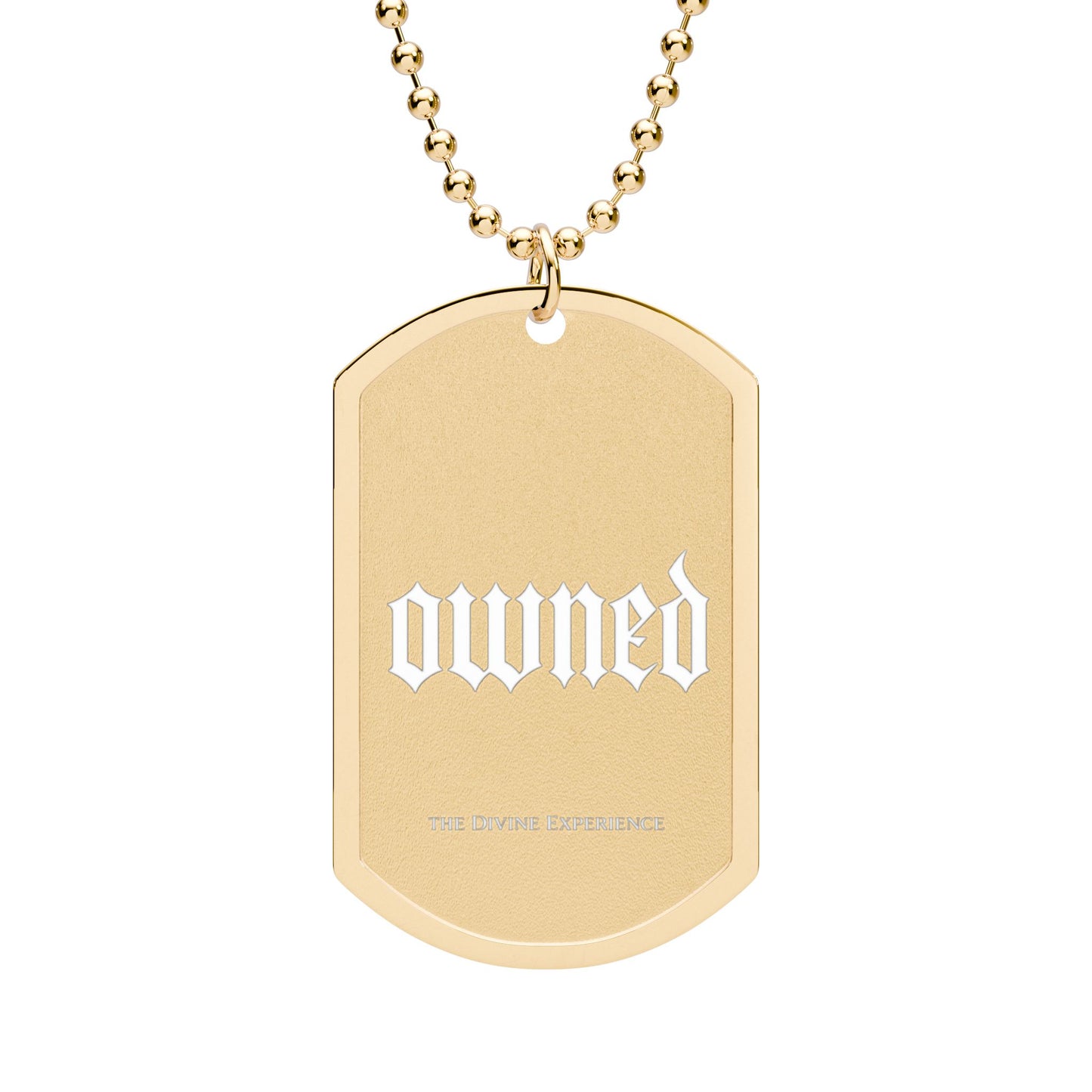 OWNED Gothic Dog Tag Necklace — Gold or Silver BDSM Chain
