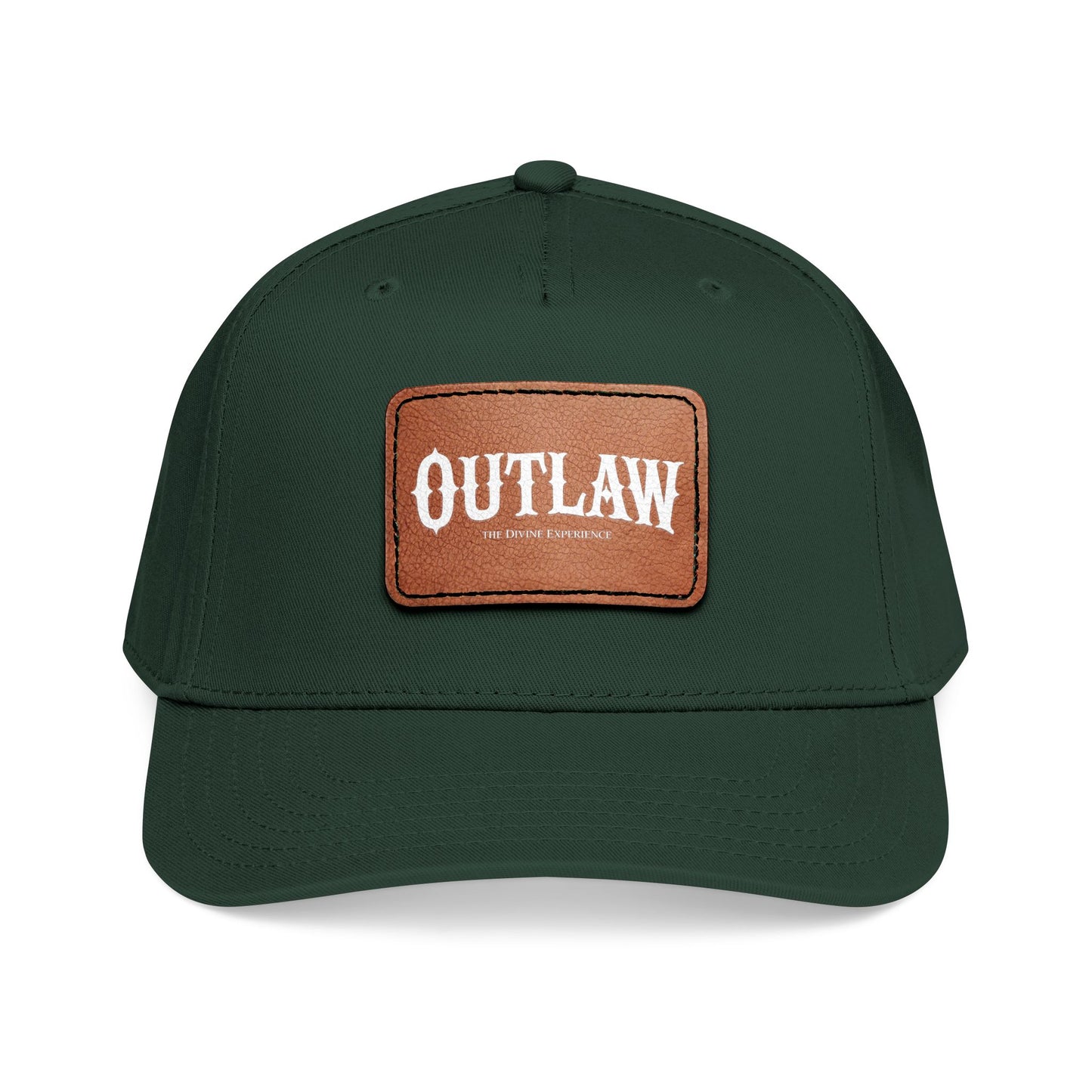 OUTLAW Leather Patch Baseball Cap — Retro Western Mid-Profile Hat