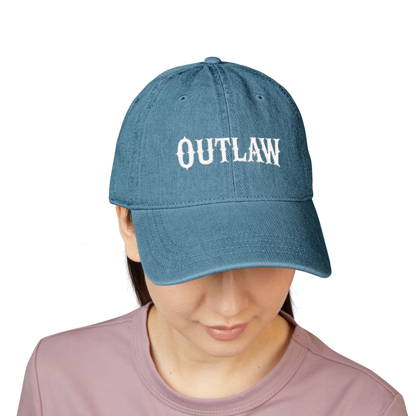 OUTLAW Embroidered Denim Hat — Vintage Western Black Cap