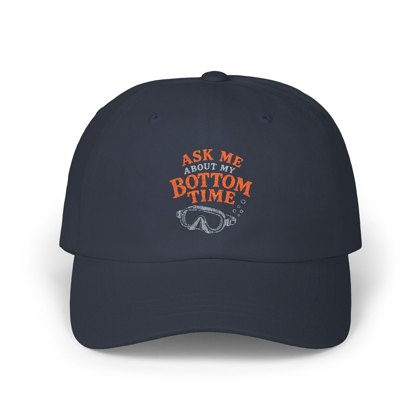 ASK ME ABOUT MY BOTTOM TIME Scuba Embroidered Baseball Hat