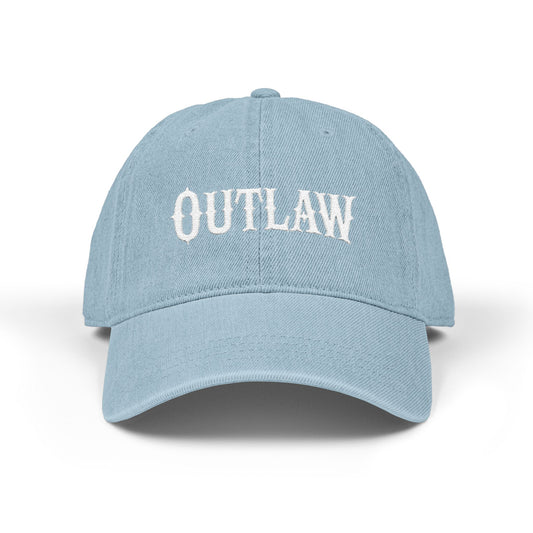 OUTLAW Embroidered Denim Hat — Vintage Western Black Cap