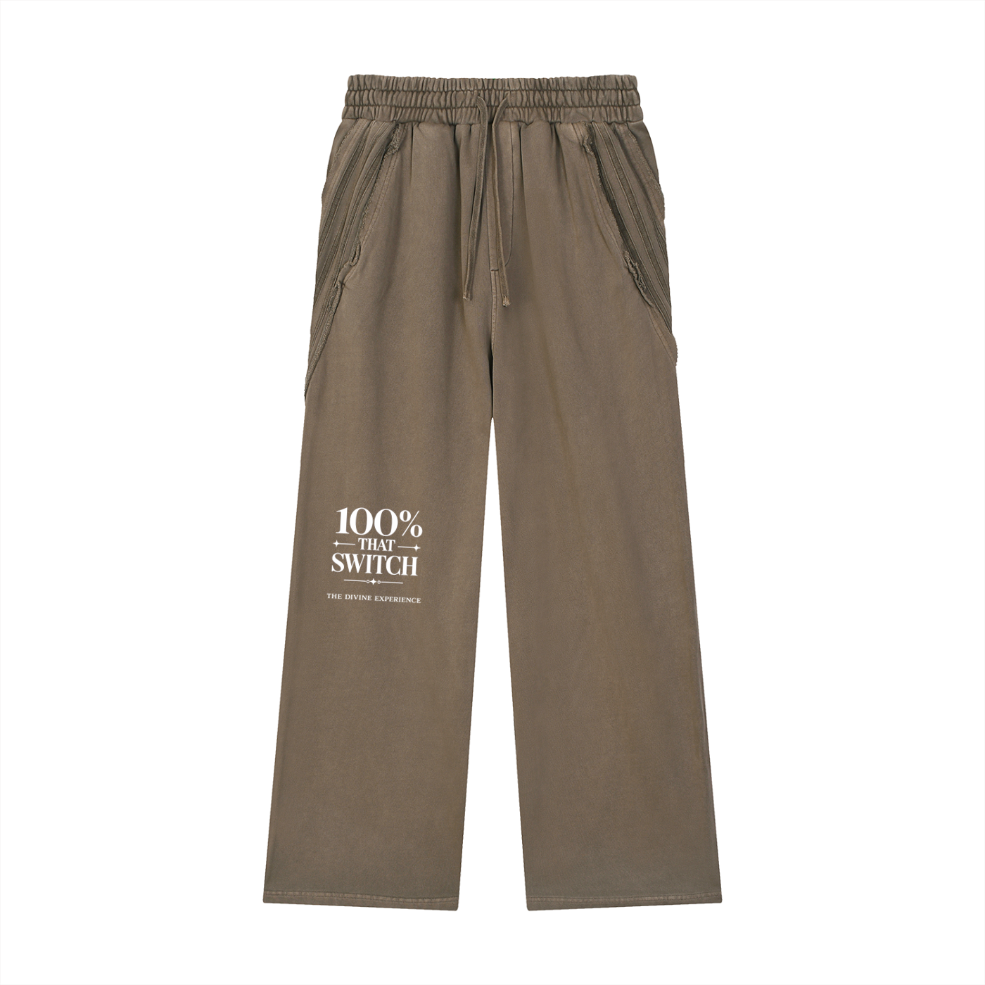 100% THAT SWITCH Snow Washed Tape Raw Edge Sweatpants