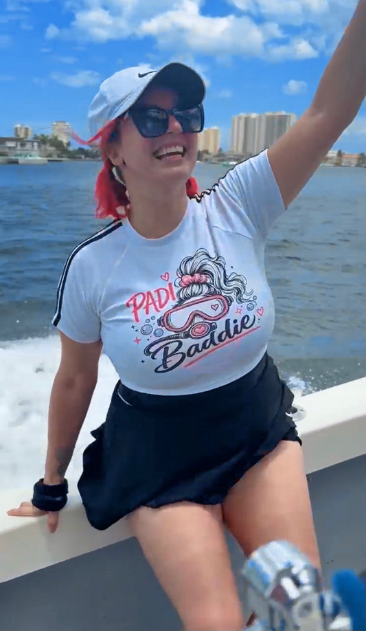 PADI BADDIE Scuba Diver Taped Cooling Performance Crop Top