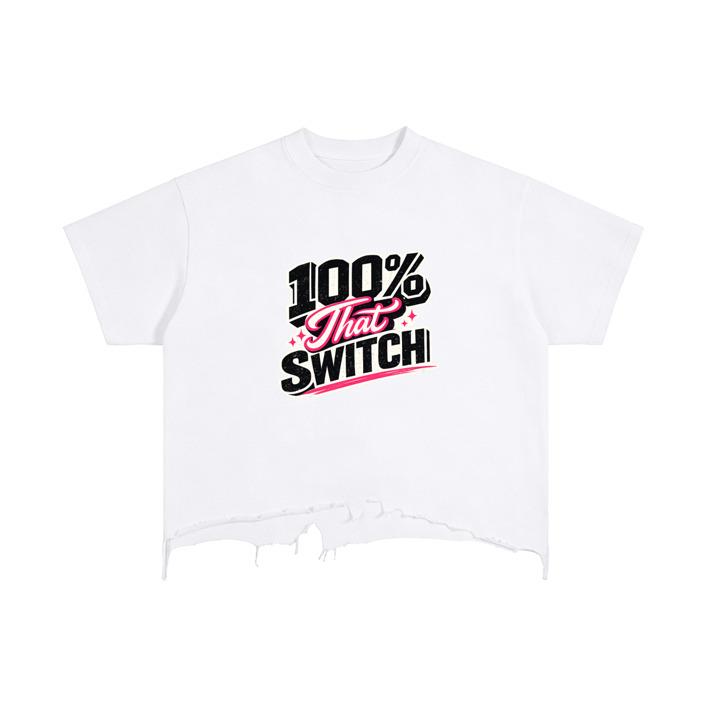 100% THAT SWITCH Vintage Wash Boxy Distressed Hem T-Shirt
