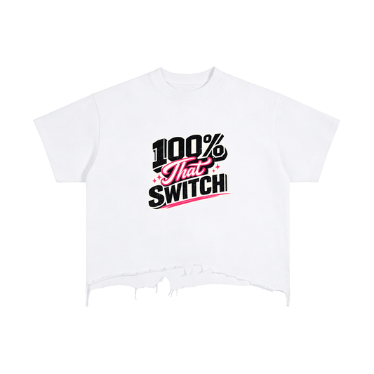 100% THAT SWITCH Vintage Wash Boxy Distressed Hem T-Shirt
