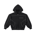 VISION BOARD Contrast-Stitched Boxy Fleece Zip Hoodie